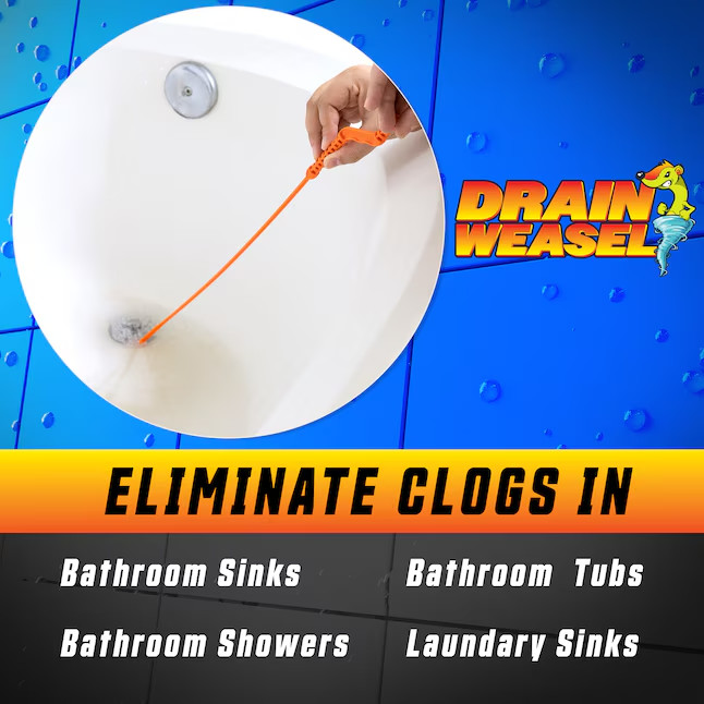 FlexiSnake Drain Weasel Hair Clog Tool Starter Kit for Drain Cleaning