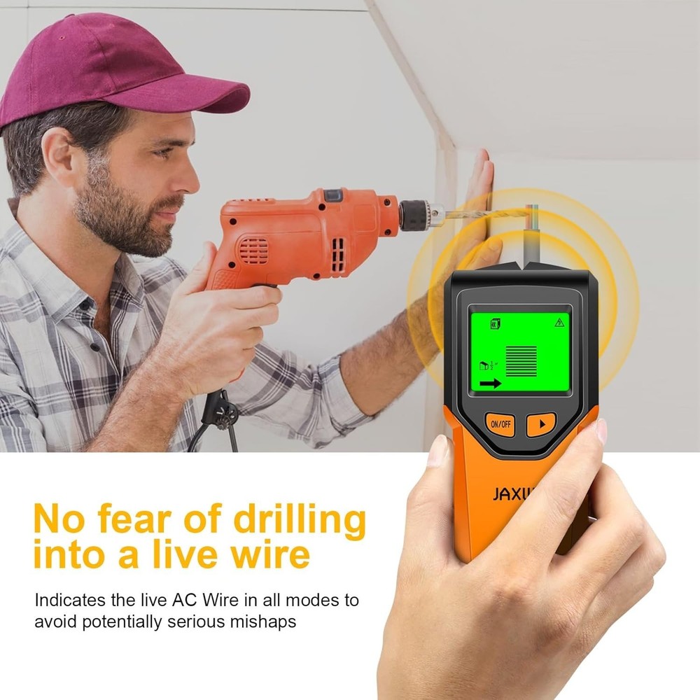 Battery Powered Wall Stud Finder with High Sensitivity and Backlit Display