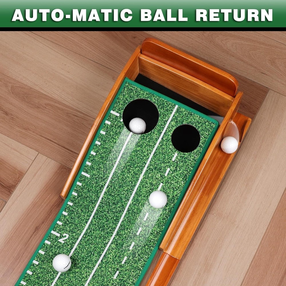 Foldable Golf Putting Mat with Automatic Ball Return - Ideal for Indoor Training