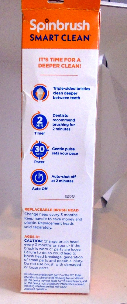 Spinbrush Smart Clean Battery Powered Toothbrush, Soft, Midnight Blue