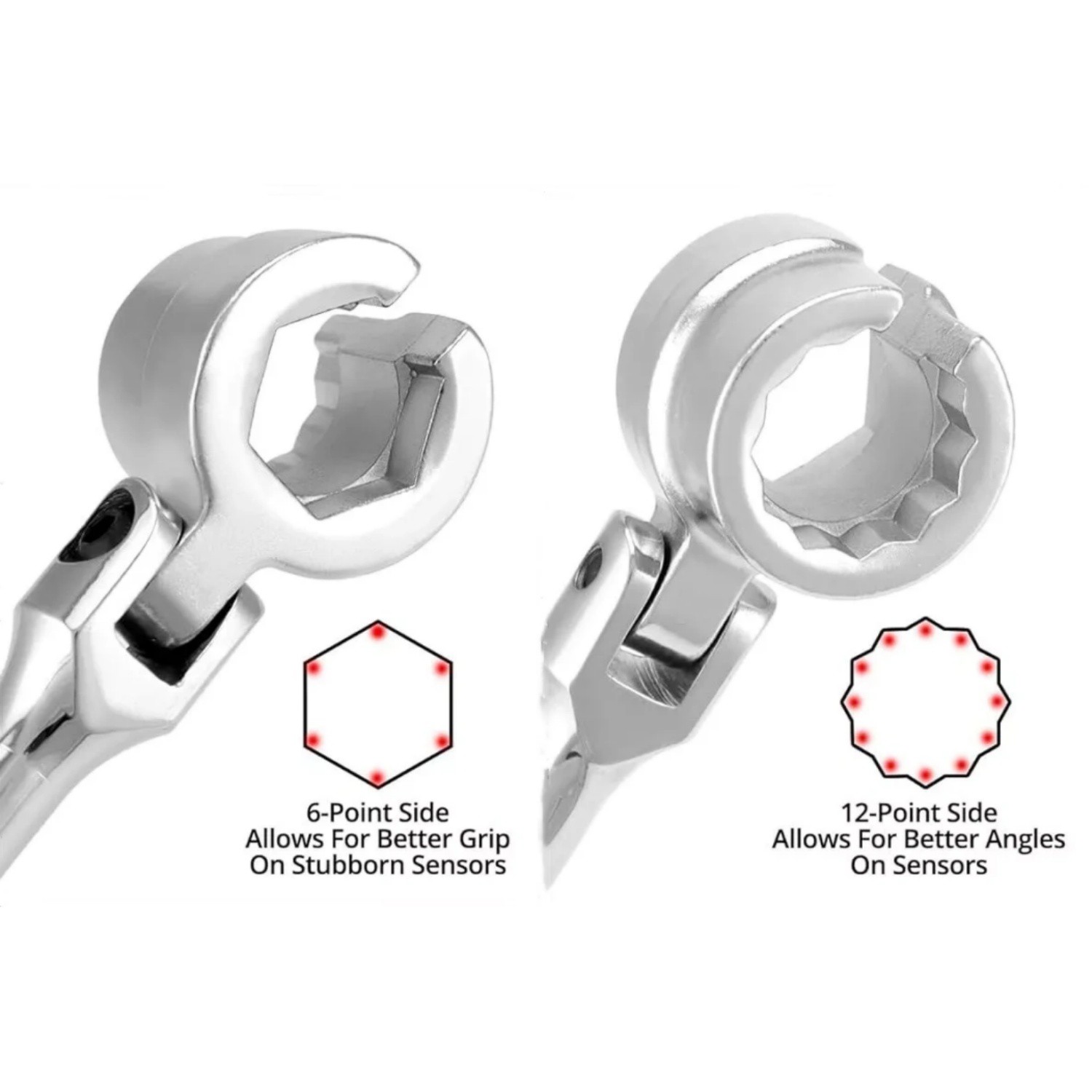 Double Sided Flexible O2 Sensor Wrench, 6 and 12 Point Socket Head 7/8" (22mm)