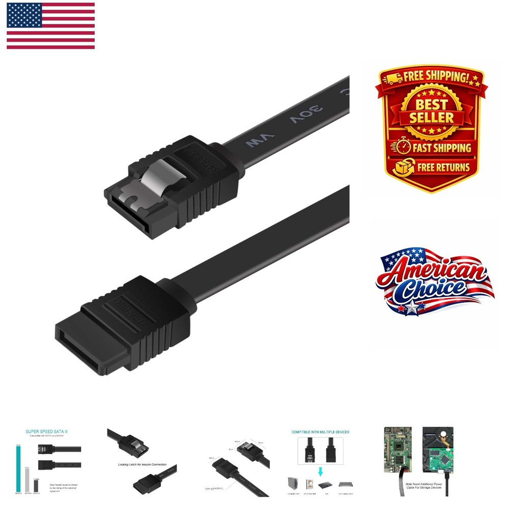 SATA III 6Gbps Data Cable with Locking Latch – 18 Inch, Cost-Effective Solution