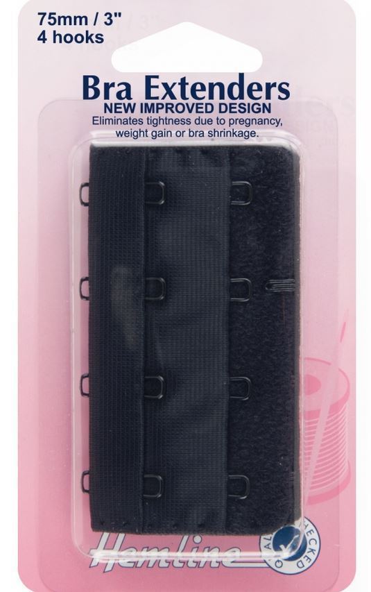 75mm Black Bra Back Extender