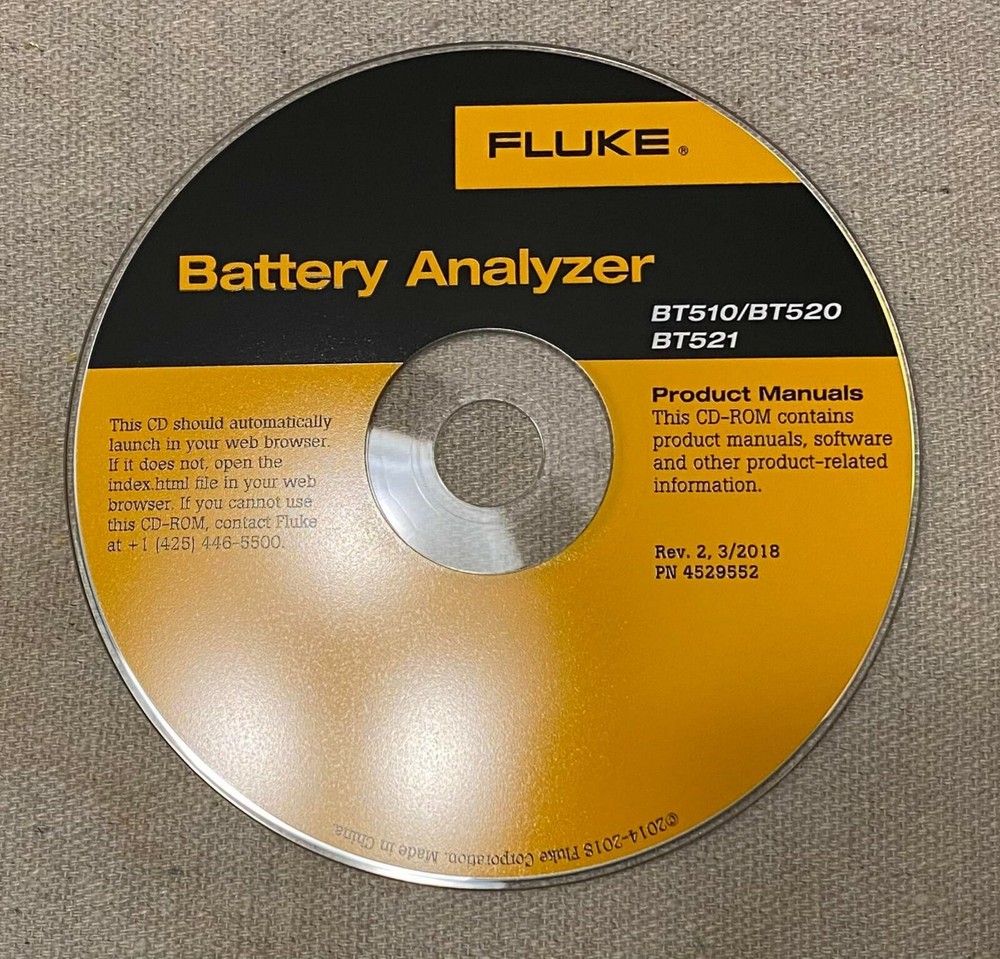 Fluke 500 Series Battery Analyzer Software Disc 510 520 521