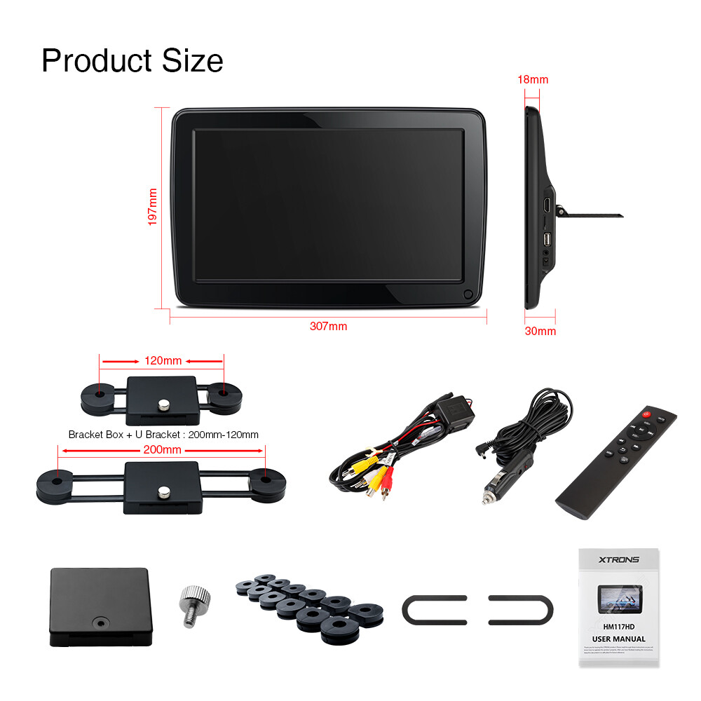 1PC 11.6" IPS Screen Car Headrest Monitor Multimedia Player HDMI USB 1366*768