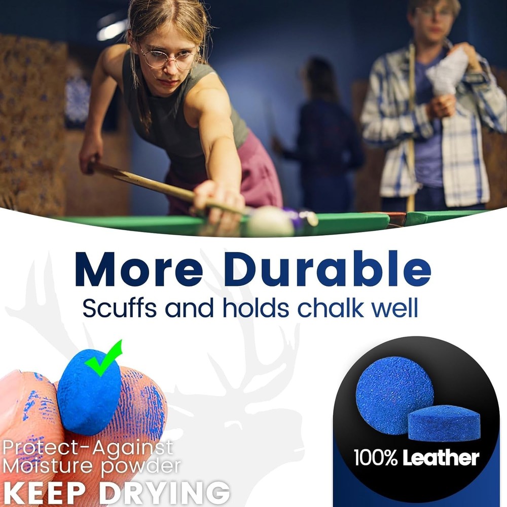 12mm Leather Pool Cue Tips Replacement Kit with Storage Box & Glue