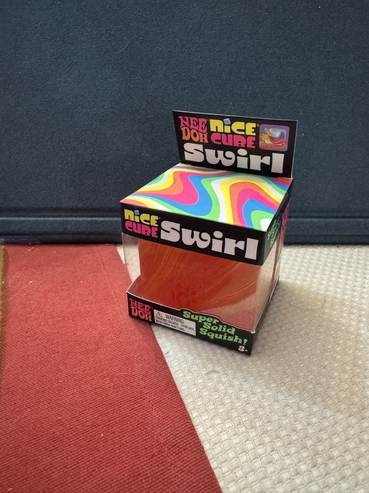 ORANGE RED Schylling NeeDoh Nice Cube Swirl Super Solid Squish AUTHENTIC 🔥