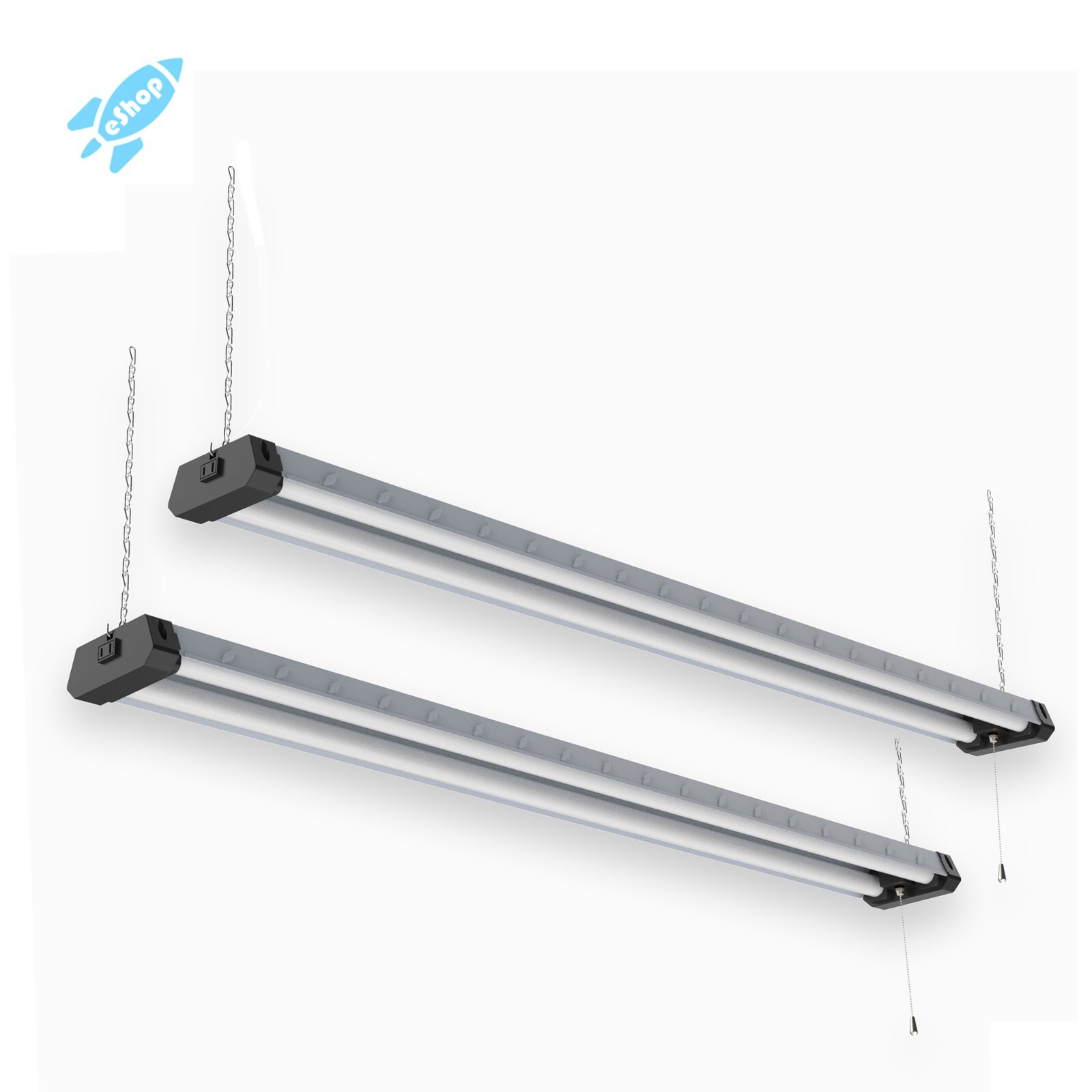 2-PACK 4FT LED Shop Light Heavy Duty Linkable Fixture 5500lm Bright White Garage