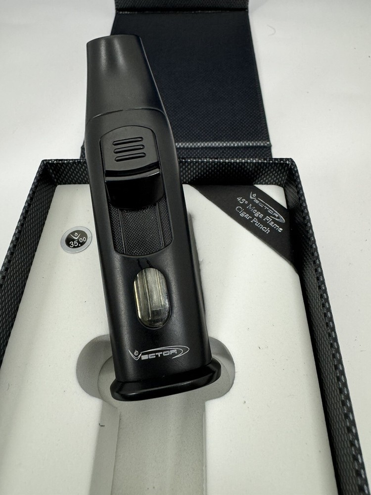 Vector AZTECH - Wind Resistant Large Single Jet Torch Lighter - Black - New