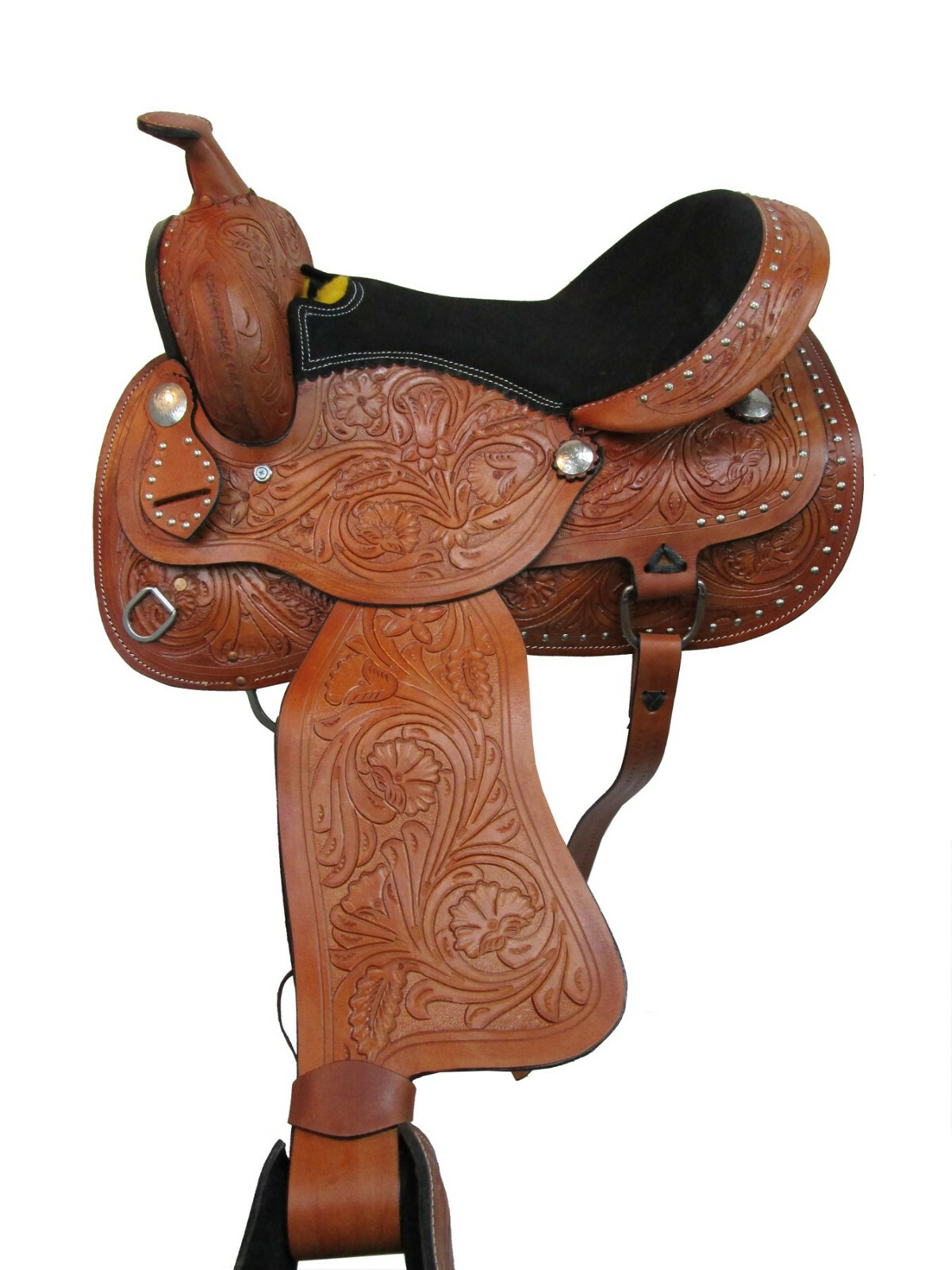 USED WESTERN SADDLE 15 16 17 18 PLEASURE HORSE BARREL RACING TOOLED LEATHER TACK