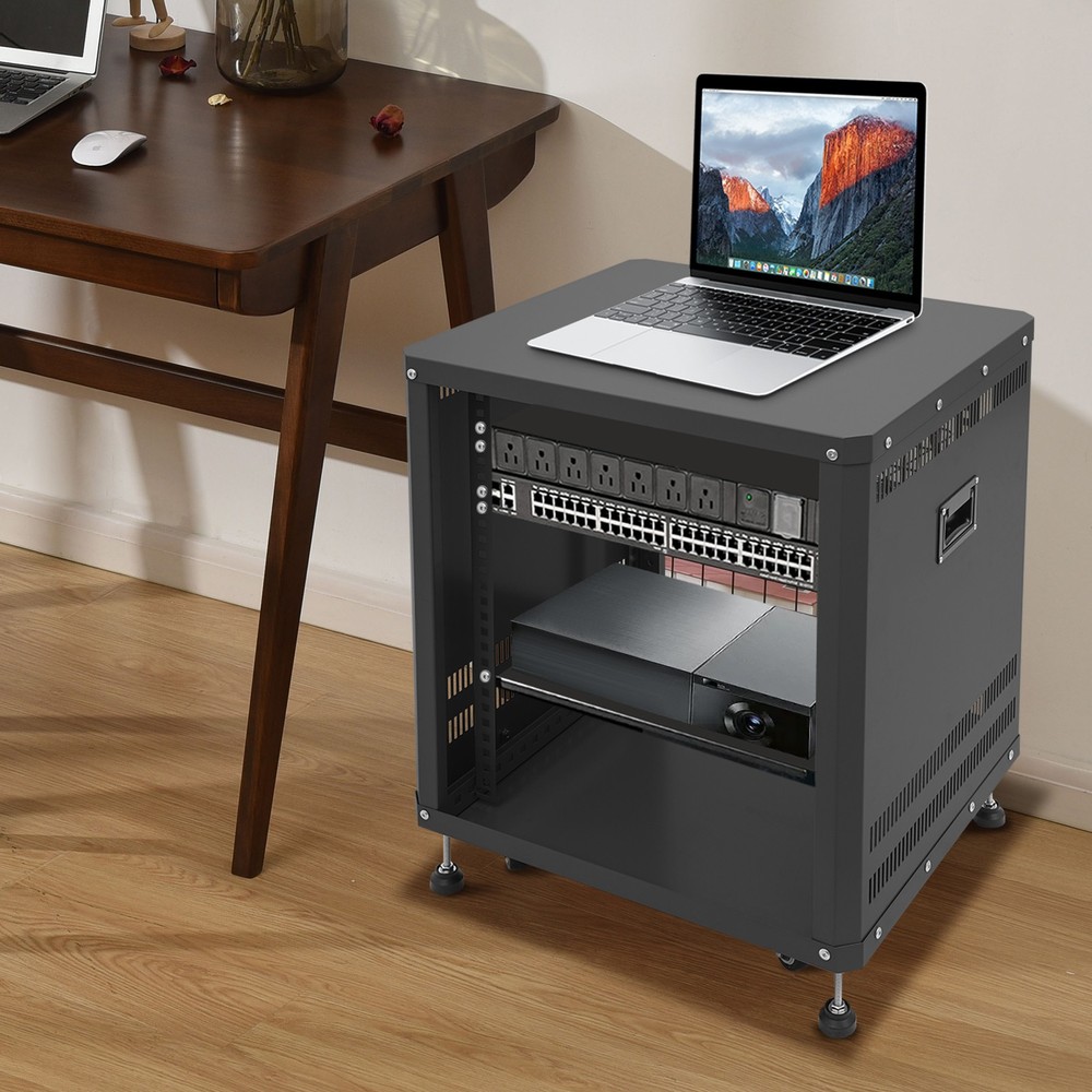 12U Network & Stereo Rack Rolling Server Rack Open Cabinet with Caster Wheels