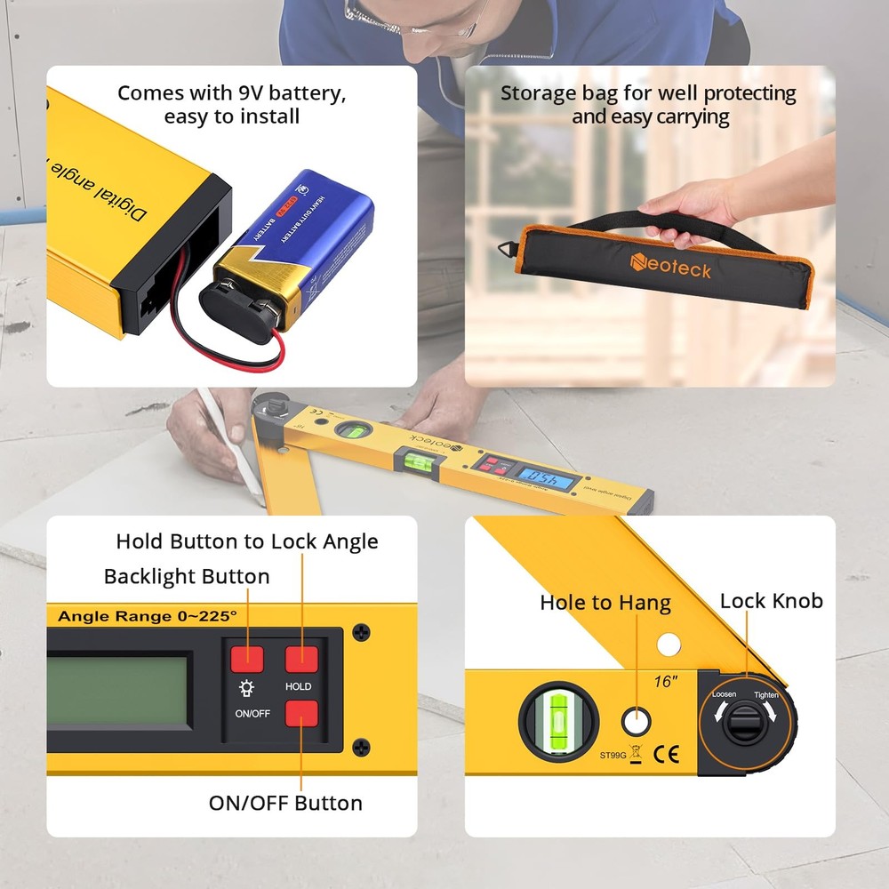 Neoteck 12" Digital Angle Ruler + 16" Finder