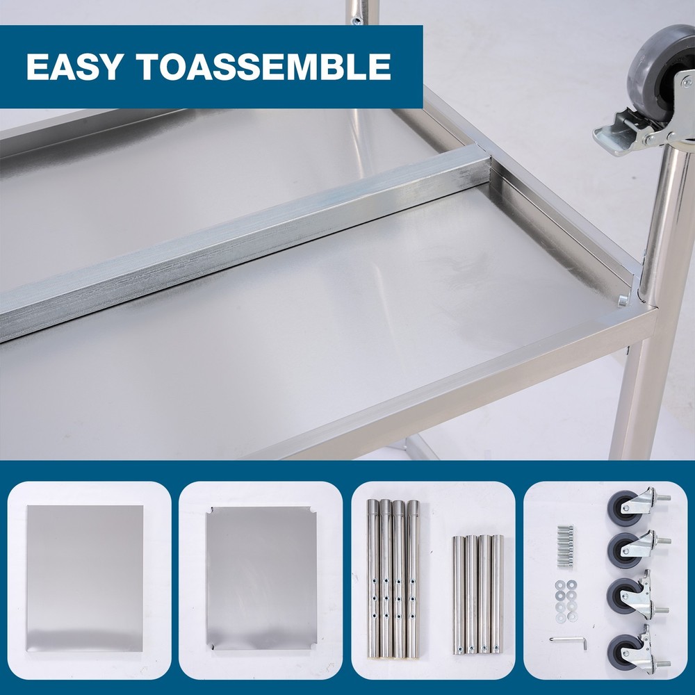 60x24" Stainless steel worktable on wheels kitchen workbench