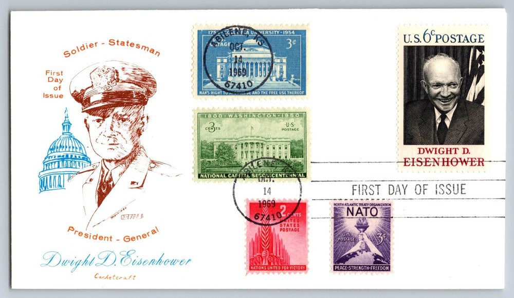 #1383 Dwight Eisenhower FDC Cachetcraft Cachet Combo
