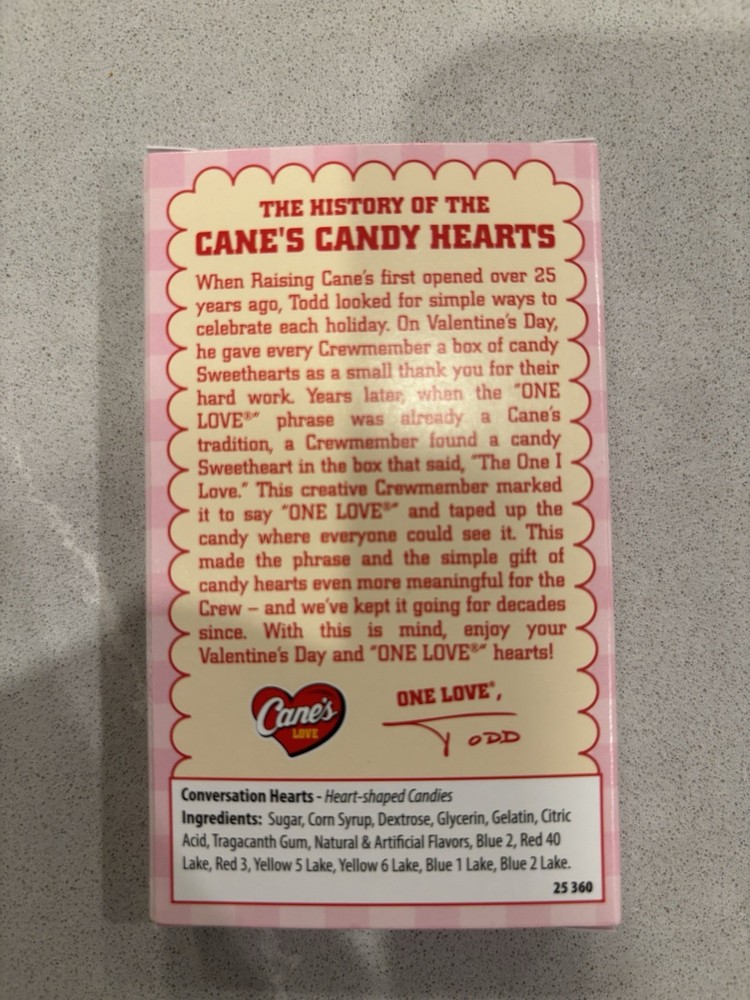 Raising Canes Valentines Heart Candy