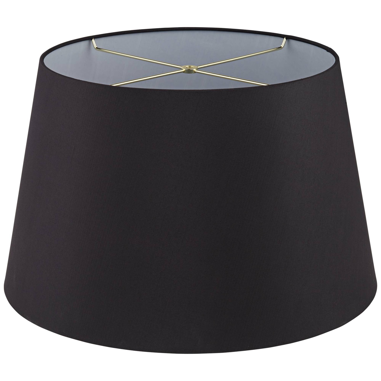 Black Faux Silk Large Tapered Drum Lamp Shade 15" Top x 19.5" Bottom x 12" High