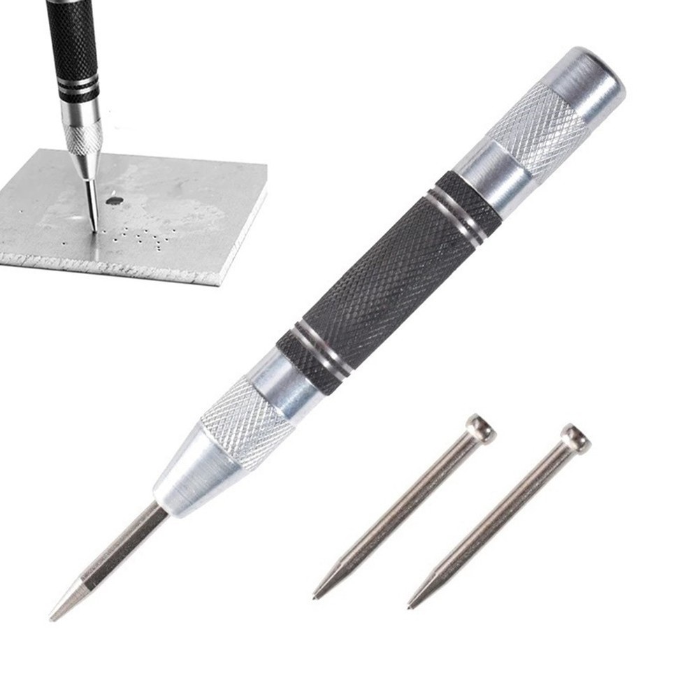 Automatic Centre Punch And 2pc Needles Adjustable Spring-Loaded Metal Drill Tool
