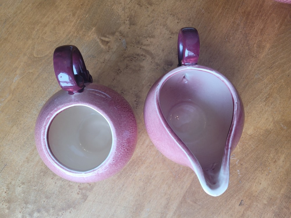 Mid Century Hull Maroon Tea Set. Beautiful!