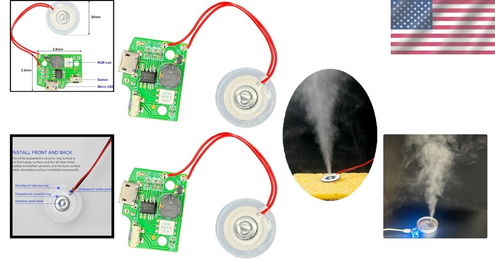 2 Pack Ultrasonic Mist Maker Discs - 5V DIY Humidifier Modules for Aromatherapy