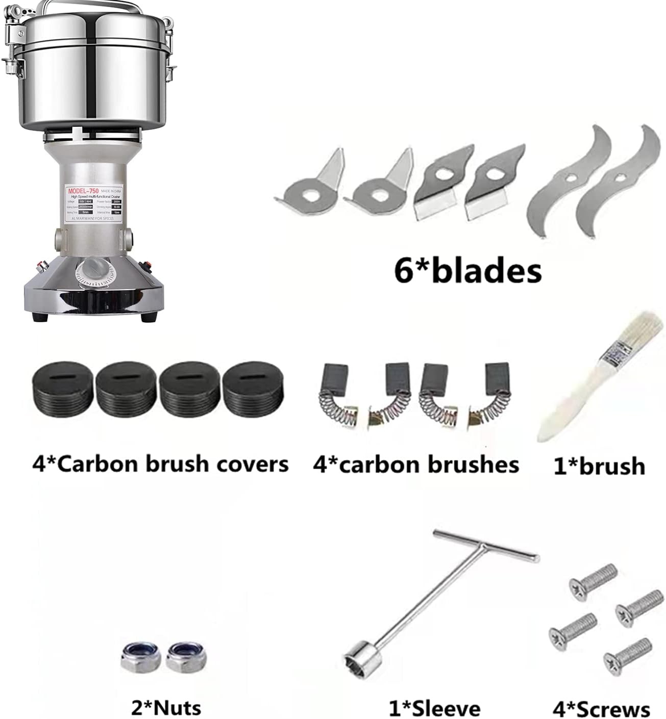 750g High Speed Electric Grinder Cereals Corn Flour Pulverizer Powder Machine