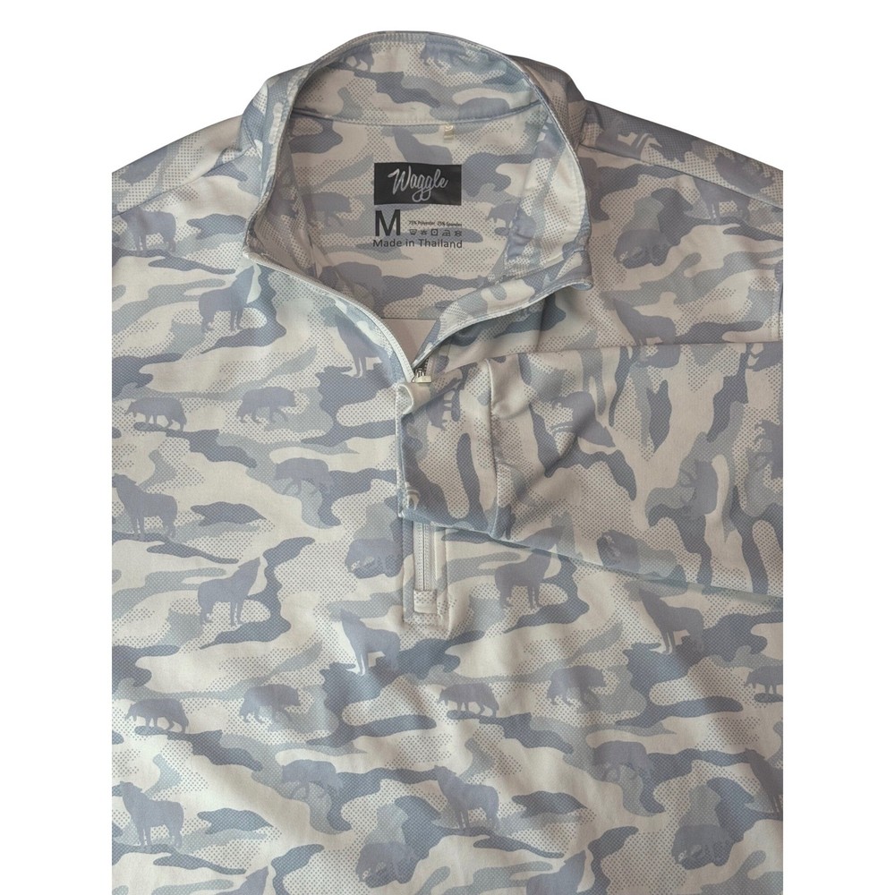 Waggle Golf Quarter Zip Pullover Mens Medium Grey White Wolf Camo Performance