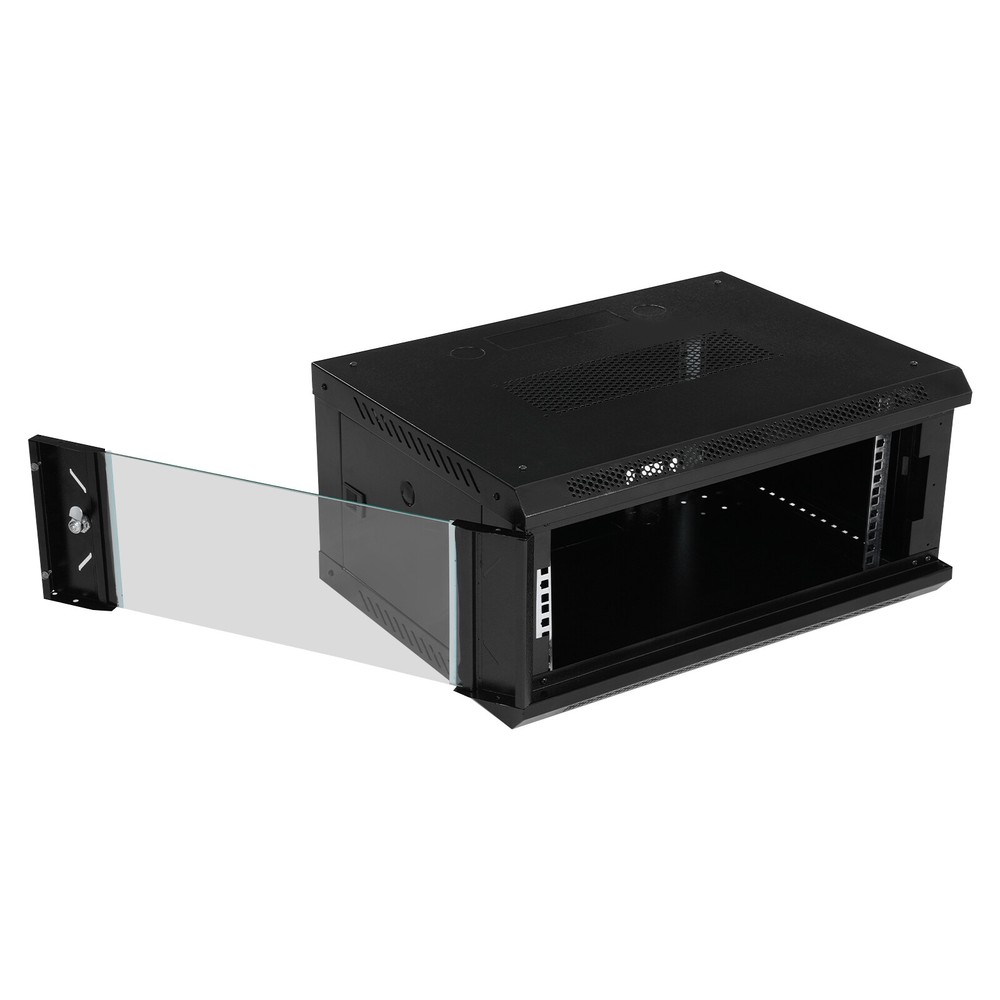4U Wall Mount Network Server Cabinet, Locking Glass Door, Removable Side Panels