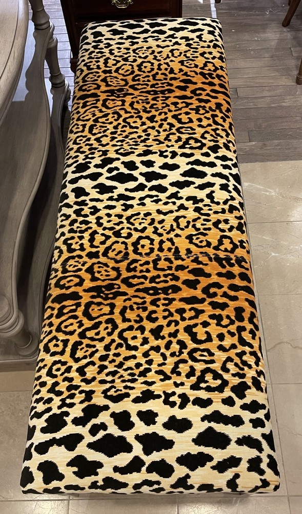 Century "Valence" Bench with Leopard Print Upholstery