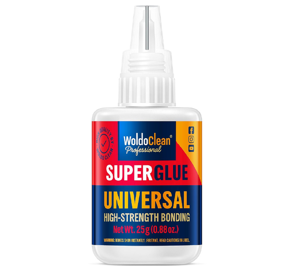WoldoClean Super Glue All-Purpose Liquid 25g - Fast Drying Clear CA Adhesive for