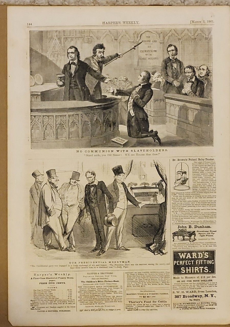 Abraham Lincoln and John Brown 1861 interesting political cartoon vintage print