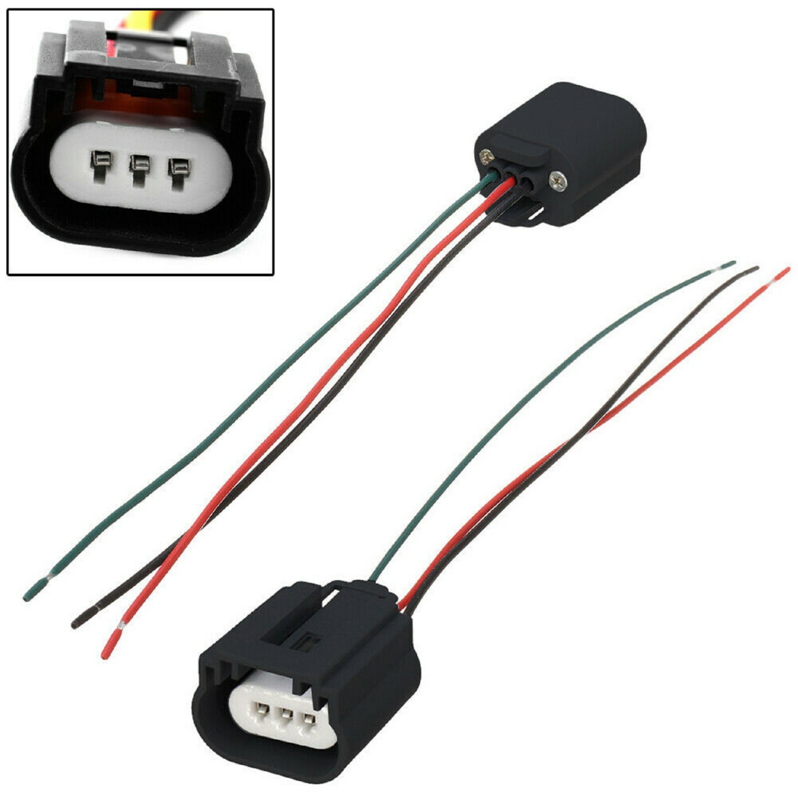 Wire Pigtail Female Ceramic 9008 H13 Two Harness Headlight Bulb Socket Connector