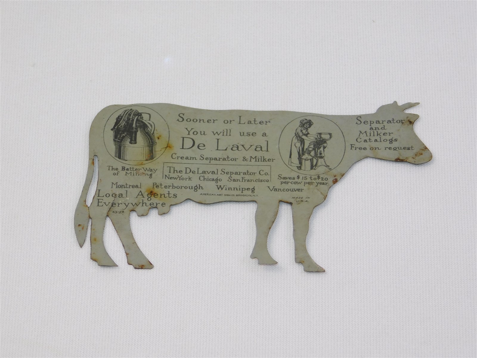 Antique De Laval Cream Separator Tin Holstein Cow & Calf Advertising Set