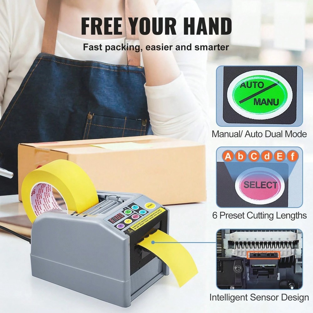 Automatic Tape Dispenser Electric Adhesive Cutter Packaging Machine 6-60mm Width