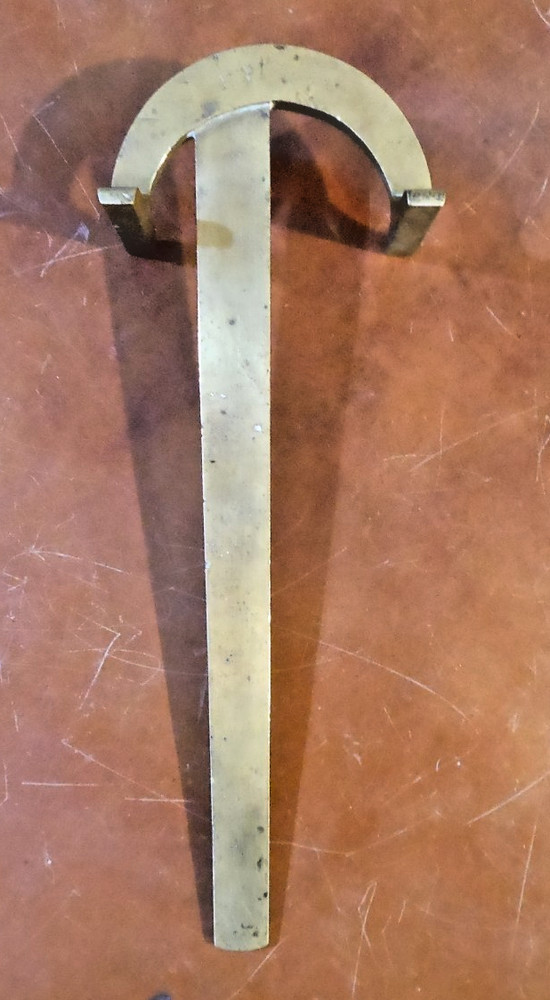 Antique Brass Center Finding Square Tool- 12" Rare