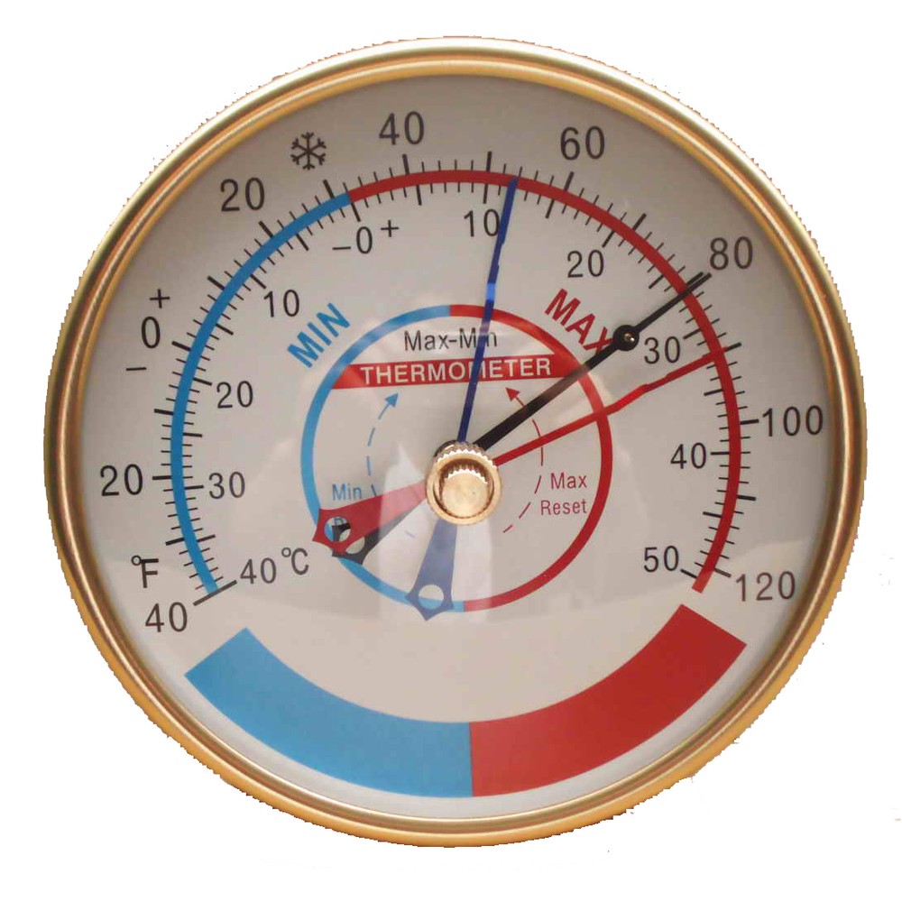 Household Thermometer Minimum Maximum Temperature Display Aluminum Case
