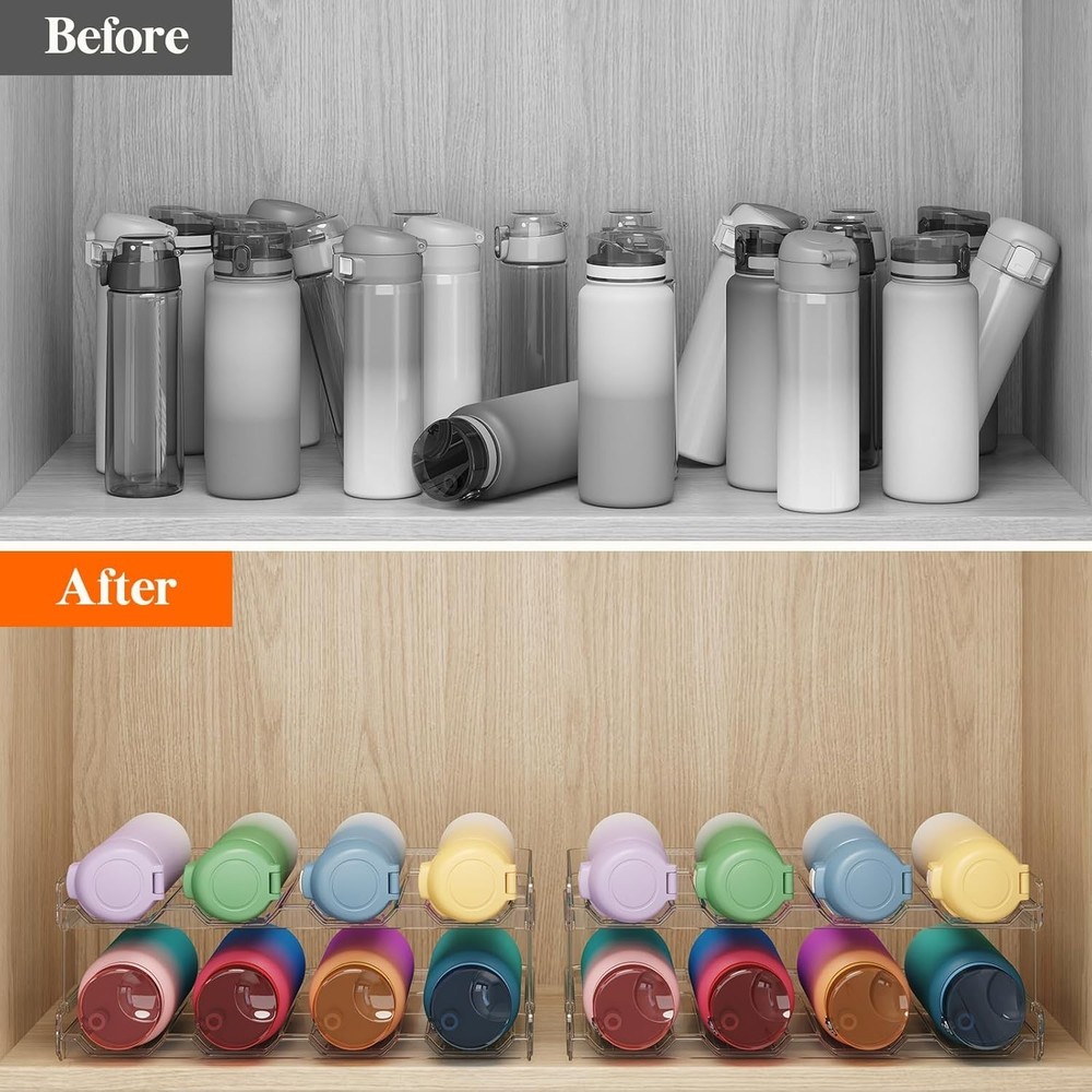 Durable Shatterproof Bottle Organizer - Stackable for 8 Bottles, Home Essential