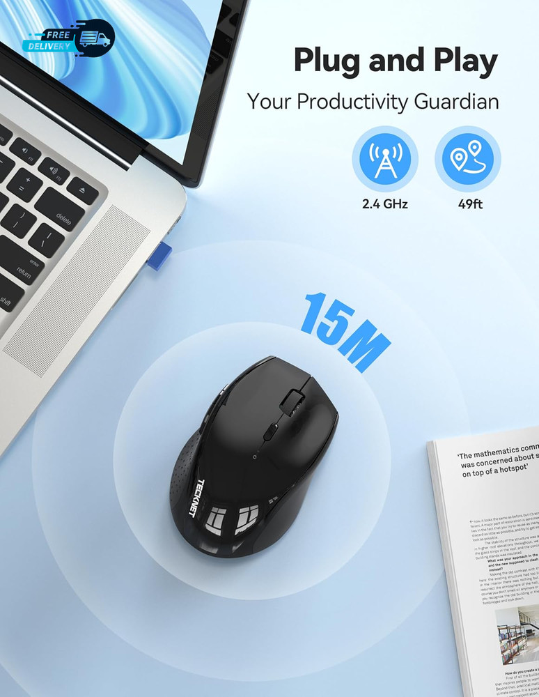 Wireless Mouse Rechargeable Mouse for Laptop Computer2.4G USB Computer Mice
