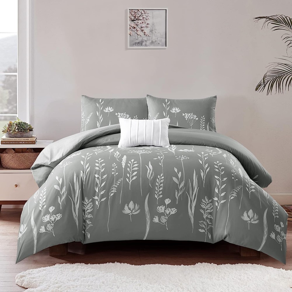 Style Quarters Heather 4 Pcs Comforter Sets 100% Microfiber polyester-King Size