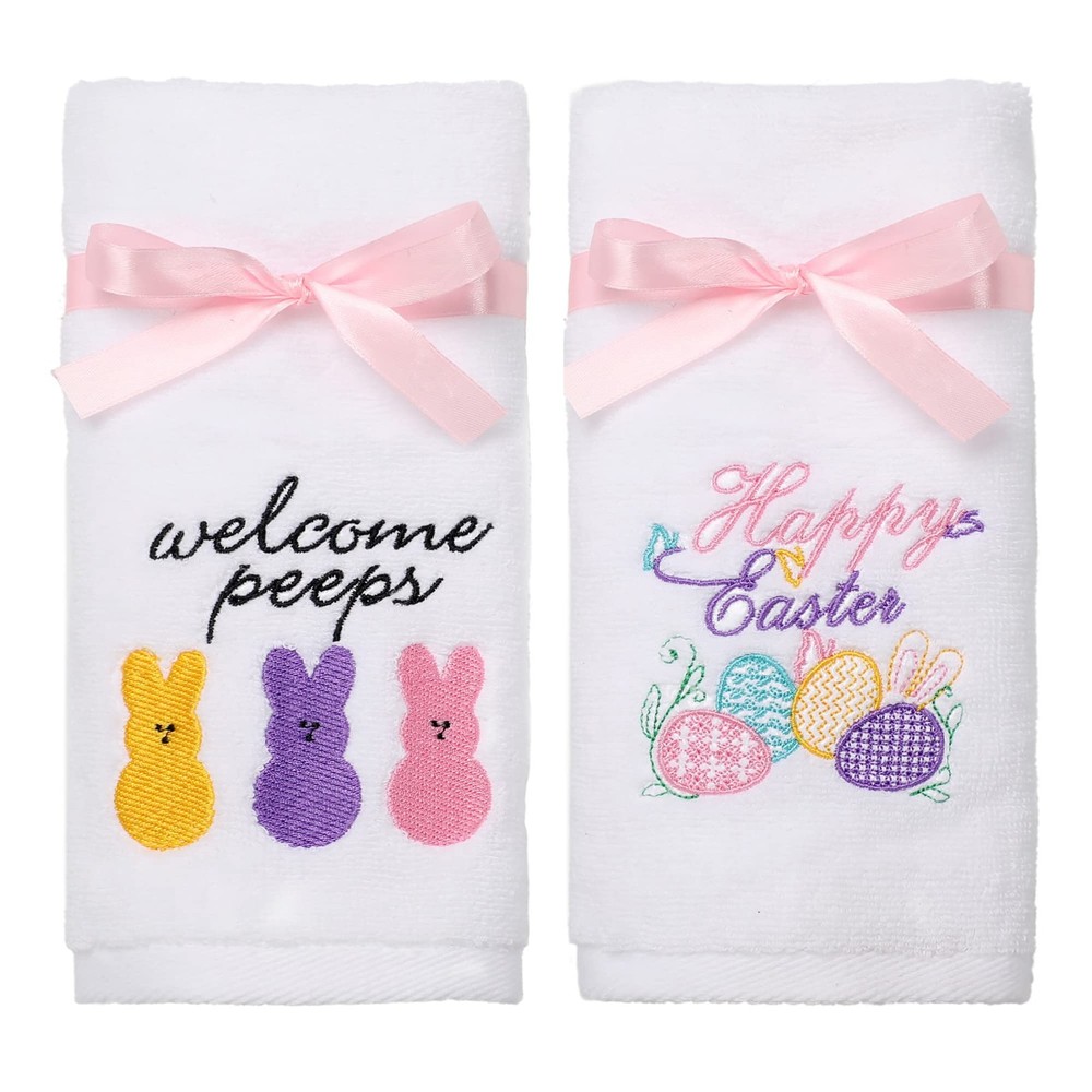 NEWLIGHTURE Easter Hand Towels 100% Cotton Embroidered Small, Easter.egg