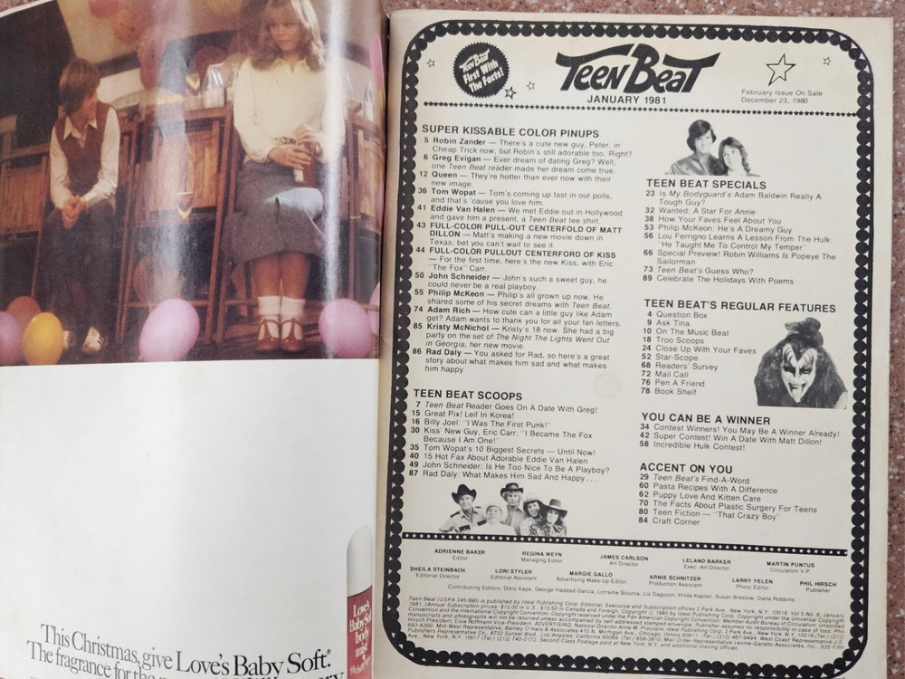 TEEN BEAT MAGAZINE JANUARY 1981 KISS, VAN HALEN, QUEEN, SCHNEIDER, KISS Poster