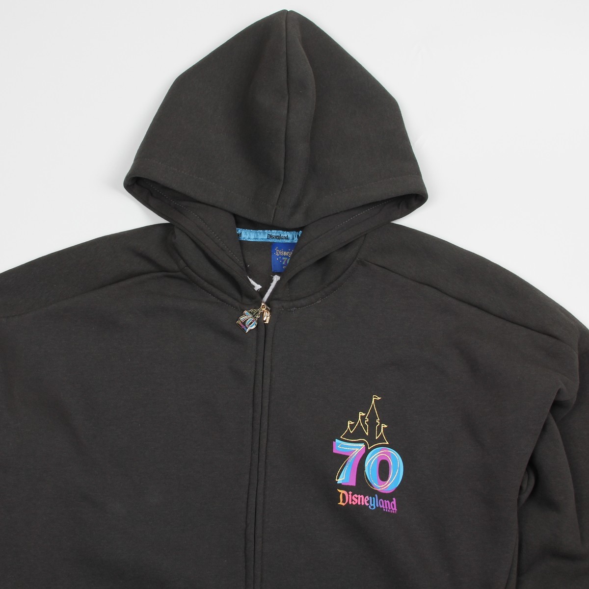 Disney Parks Disneyland 70th Anniversary Black Zip-Up Hoodie Size M