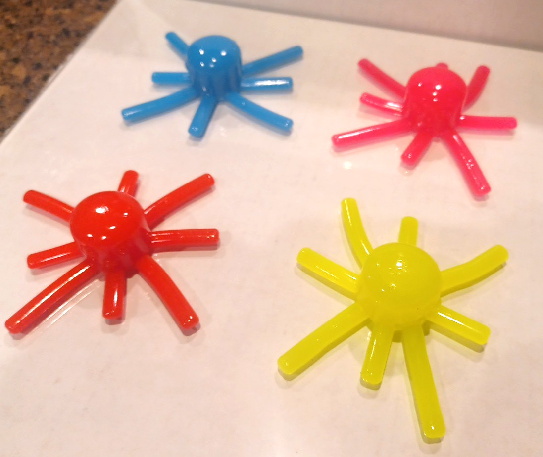 Wacky Wall Crawler Lot of 4 (Blue Red Yellow Pink) Octopus Wacky Walker Toy NEW!