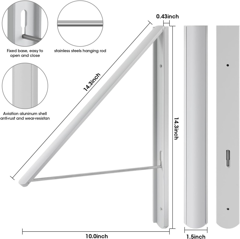 Retractable Clothes Drying Rack Wall Mounted, Foldable Space-Saving Hanger for L