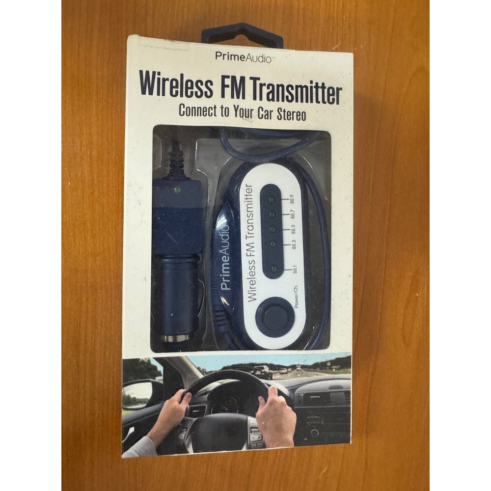PrimeAudio Wireless FM Transmitter Car Audio Adapter Blue PAFM-1050 NEW