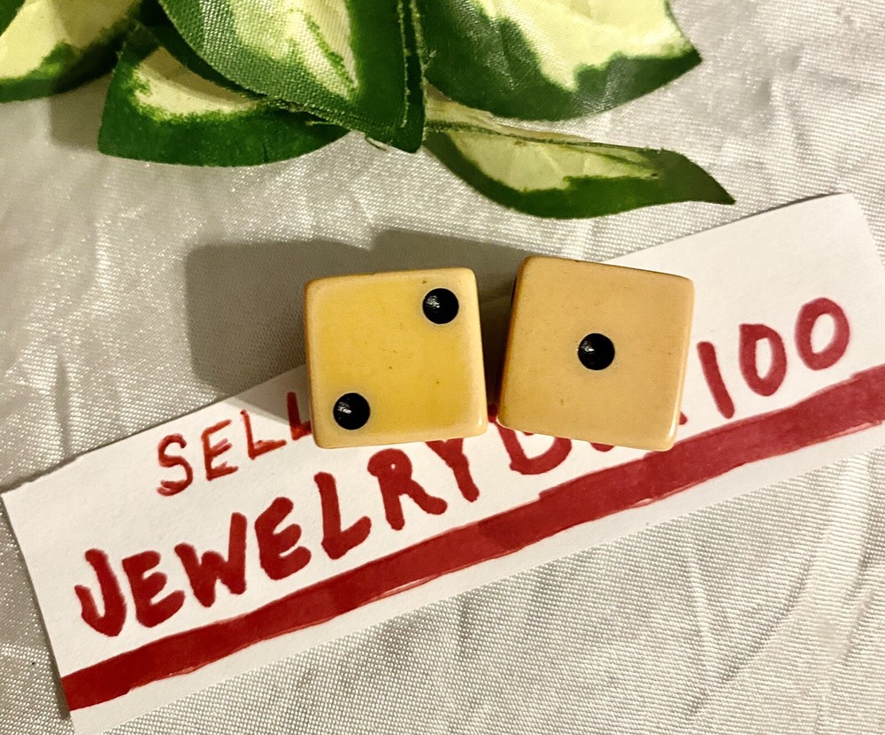 TWO Bakelite Cream Corn Dice Die Cube 5/8”