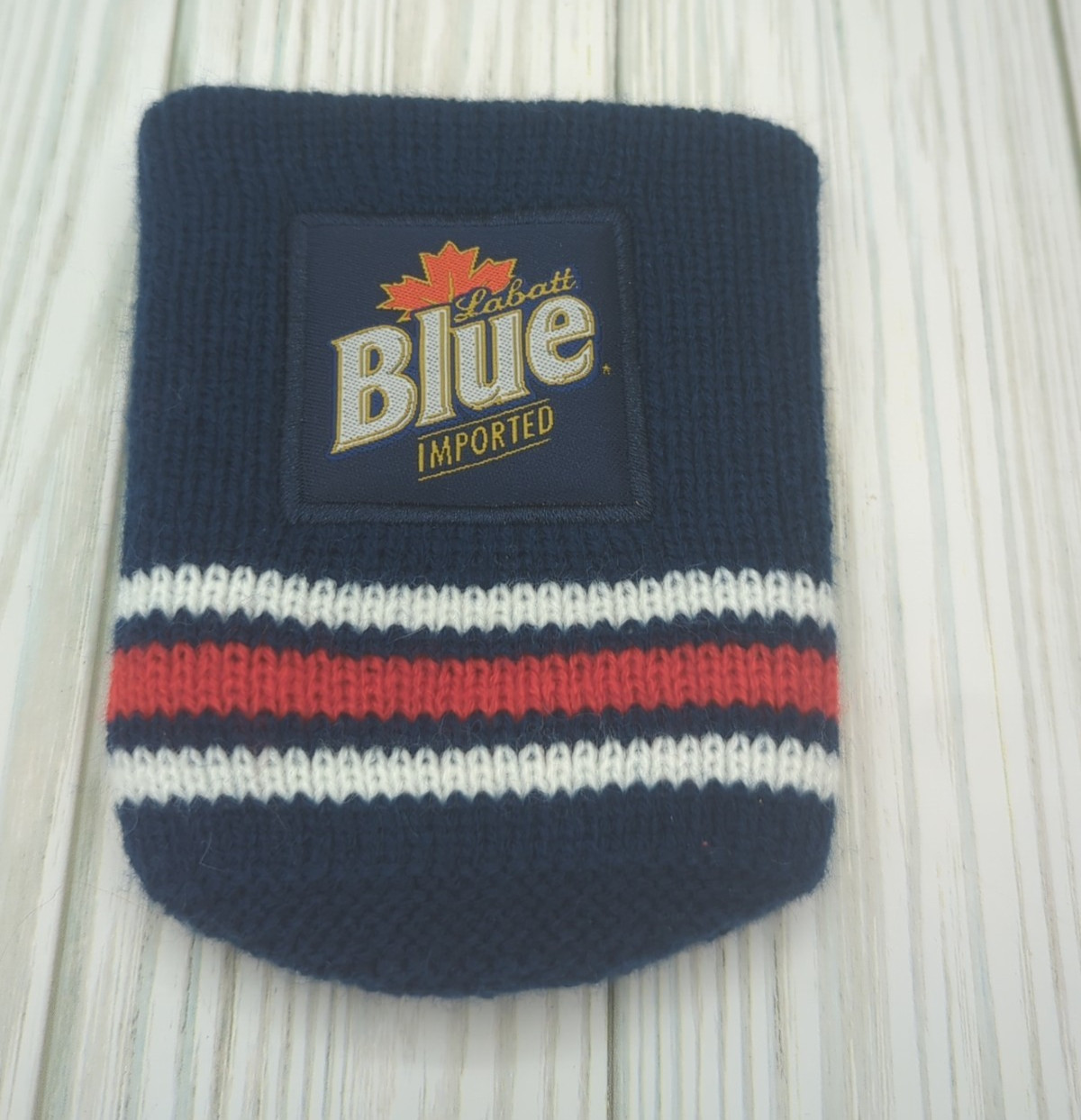 Labatt Blue Knit Beer Koozie Drink Cover