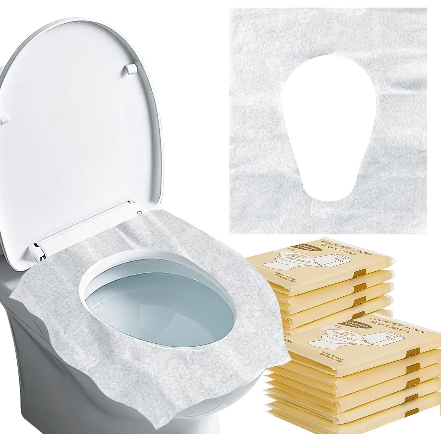 Disposable Toilet Seat Covers Flushable for Bathroom Travel Hotel Essentials