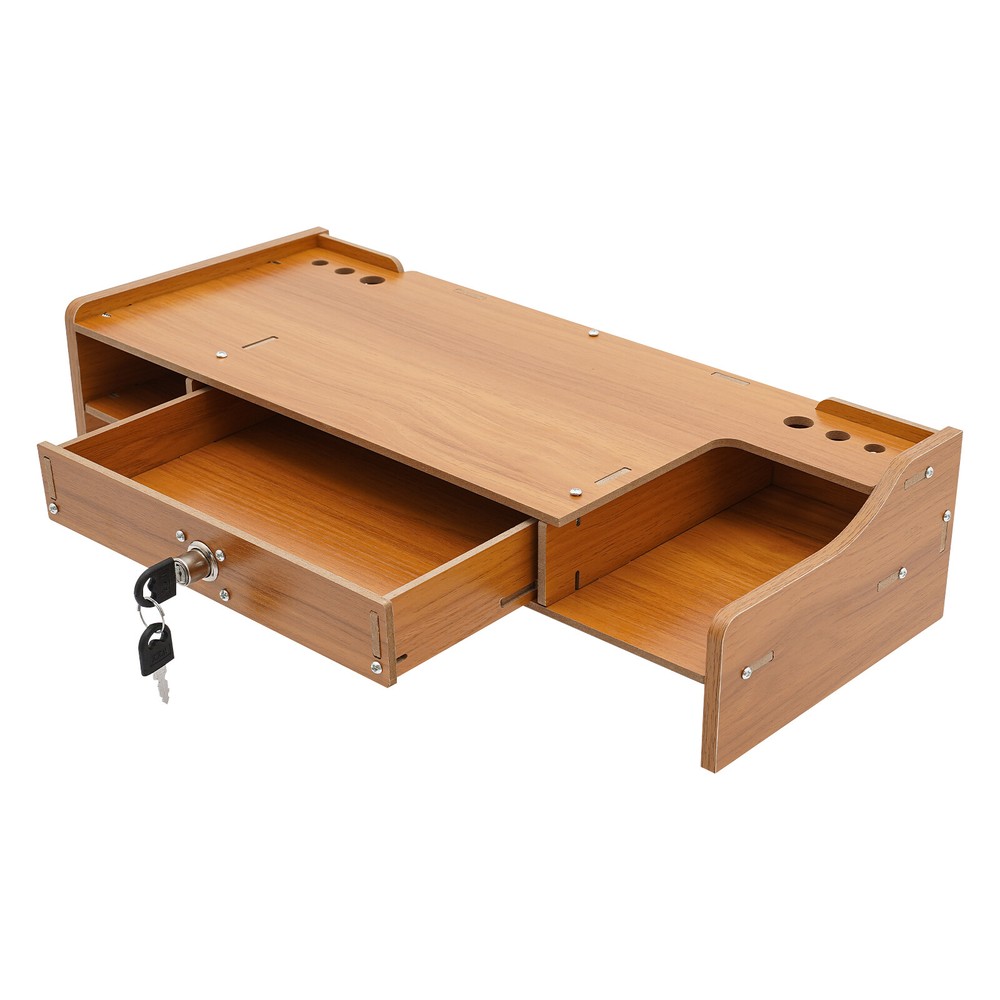 Monitor Stand Riser, Computer Laptop Riser Shelf with Lockable Organizer Drawers