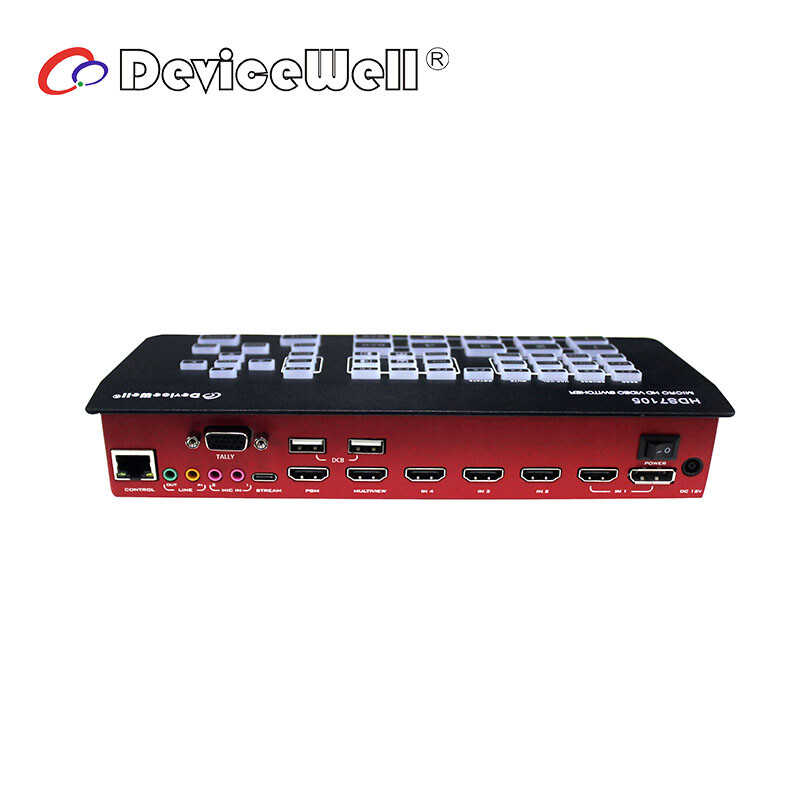 DeviceWell HDS7105 V2022 Version Live Streaming Video Switcher 4*HDMI+1*DP input