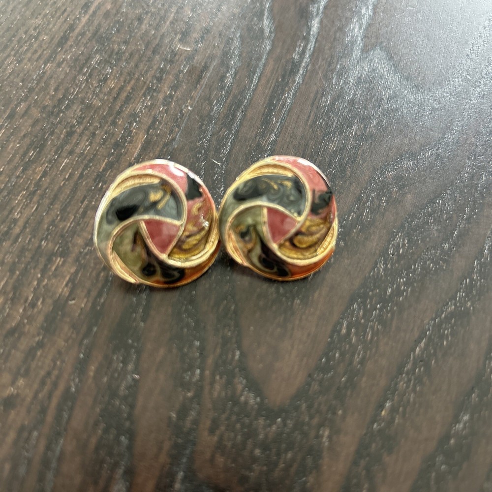 Clip On Spiral Marbled Earrings