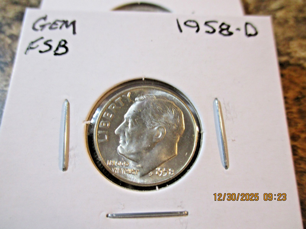 1958-D ROOSEVELT SILVER DIME SPLIT BANDS   XX